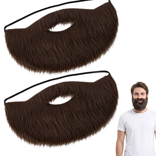 Brown Fake Beard Mustache Costume Beard Wig for Halloween Cosplay Party