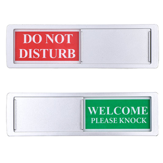 Wanmu Do Not Disturb Sign, Magnetic & Self-adhesive Door Hanger Busy signs, Non-Scratch Slider Please Knock Sign for Office Bedroom Room Hotel Hospital, 7"×2"