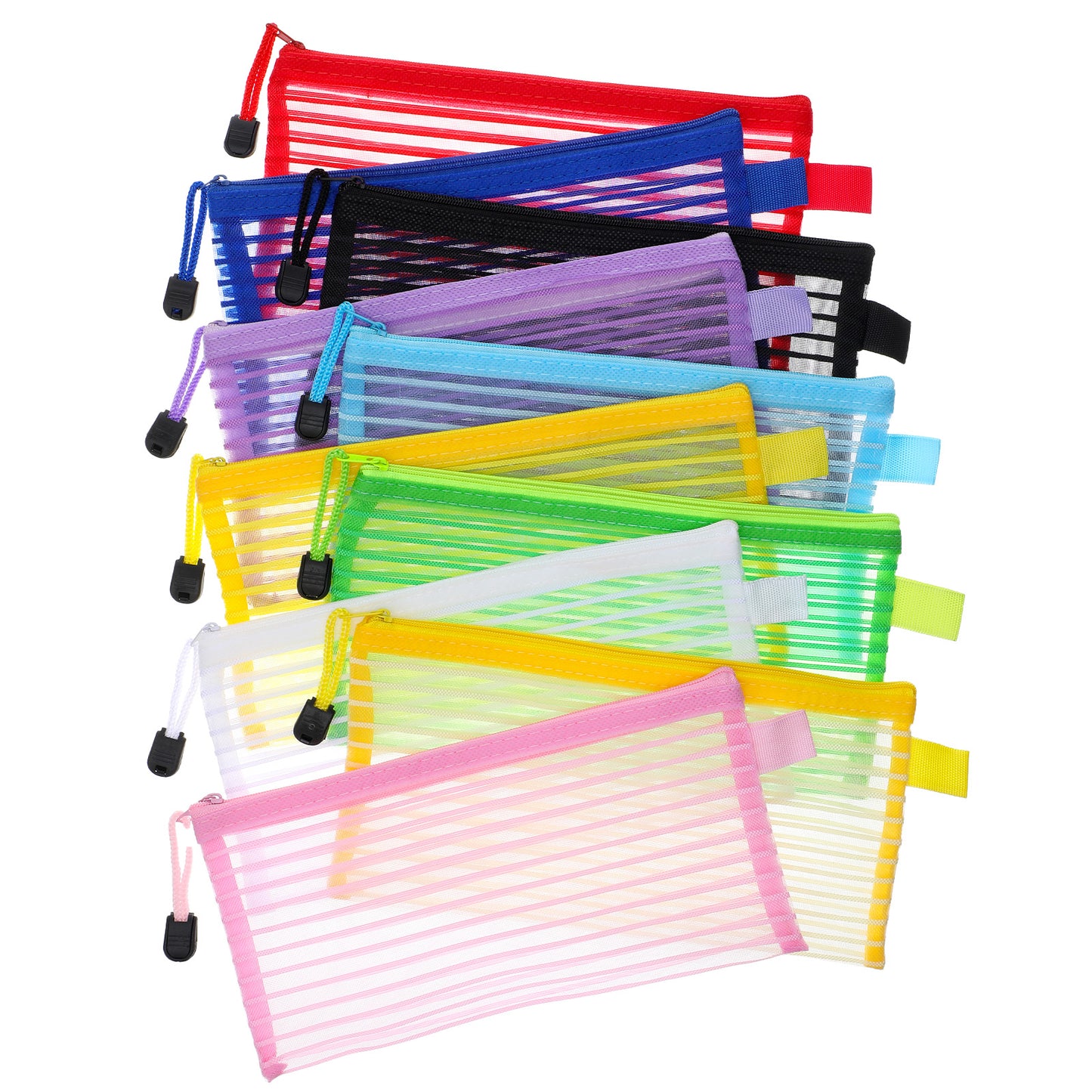 FNANJWQ 10 Pcs Colorful Zipper Mesh Pencil Pouch Multipurpose Zipper