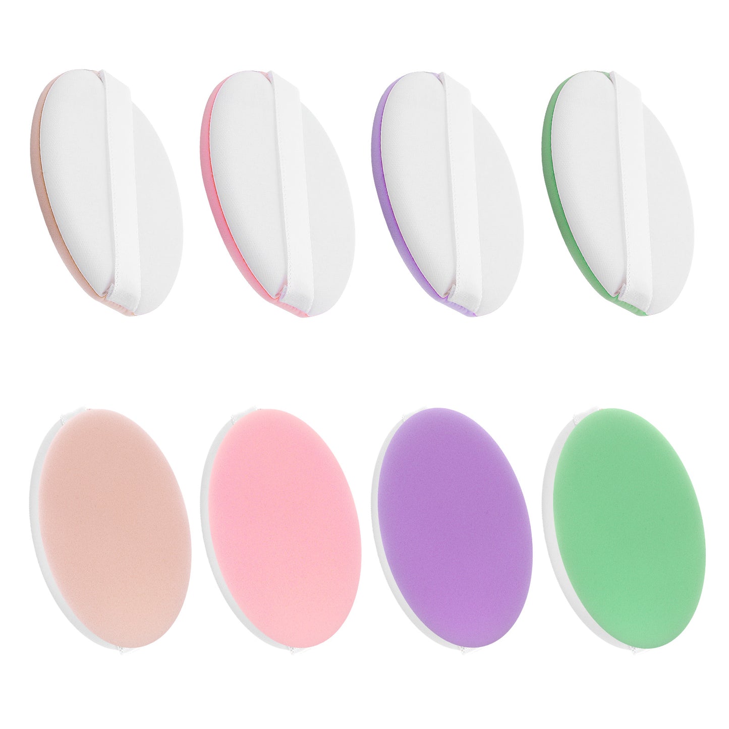 8 Pcs Powder Puff Pads with Strap for Pressed Loose Powder Cosmetic Sponges For Face Soft Face Puff Make Up Cushion Small Makeup Pad Daily Use, Travel Round Shape with Strap