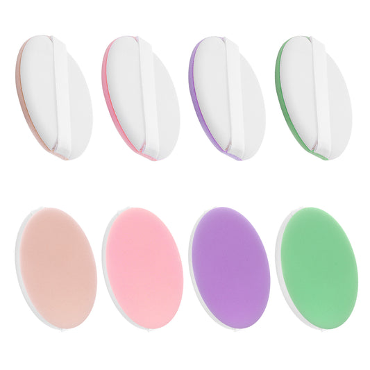 8 Pcs Powder Puff Pads with Strap for Pressed Loose Powder Cosmetic Sponges For Face Soft Face Puff Make Up Cushion Small Makeup Pad Daily Use, Travel Round Shape with Strap