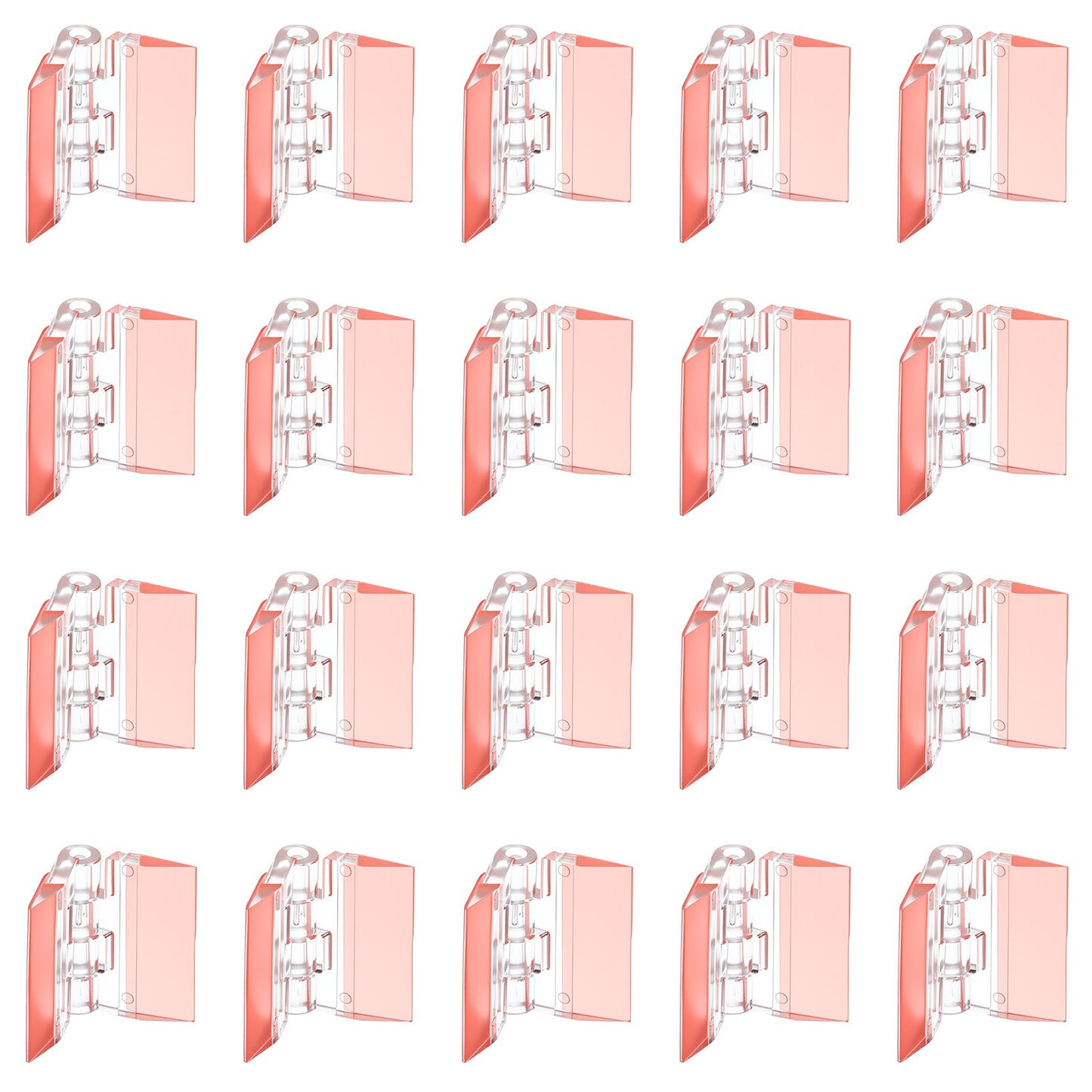 Wanmu 20 Pcs Acrylic Small Hinges, Clear Plastic Piano Folding Hinges, Self-Adhesive Tiny Hinge for for Cabinet, Drawer, Furniture, Display Stand, Aquarium Lid, Glass, Crafts DIY (35x30mm)