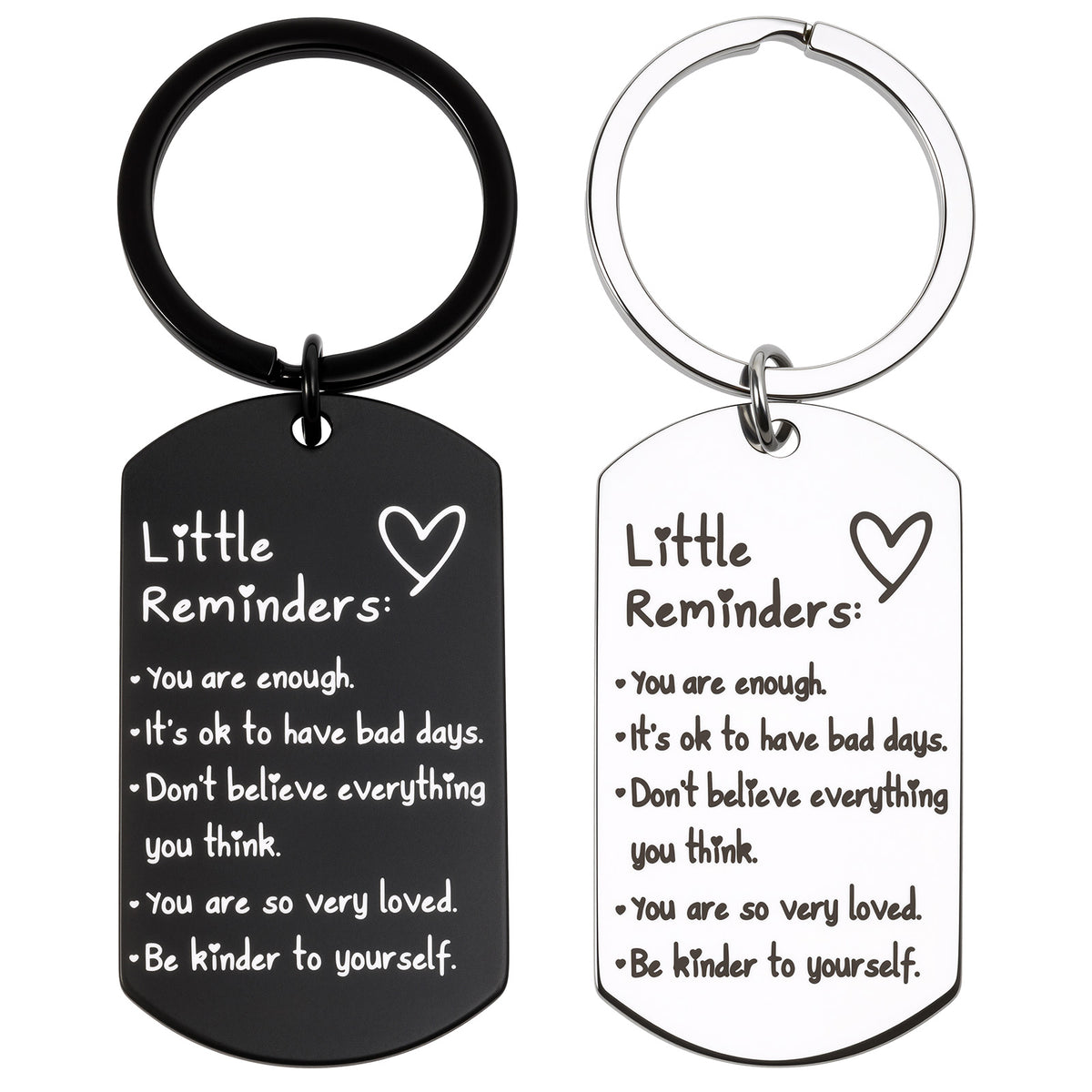 QFGasre Little Reminders Keychain, 2Pcs Inspirational Keyring for Women Men