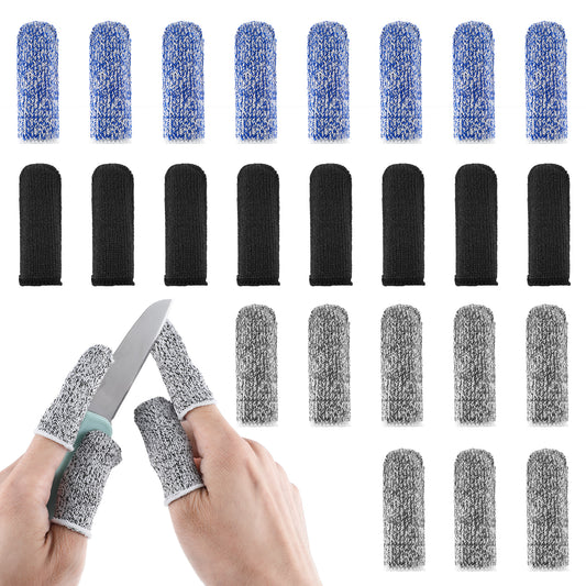 Wanmu 24 Pcs Finger Cots Cut Resistant Protector, Finger Gloves, Finger Covers for Cuts, Finger Sleeve Protectors for Garden, Kitchen, Work, Sculpture, Anti-Slip Reusable Gloves Life Extender