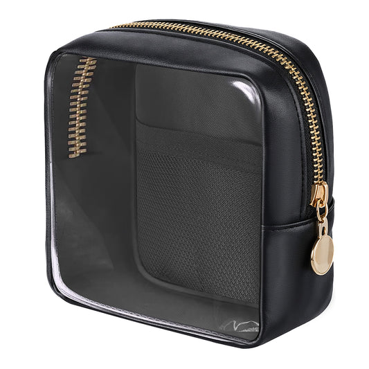 Clear Makeup Bag Portable Cosmetic Pouch Waterproof Make Up Bags with Zipper Mini Make Up Organizer Travel Toiletry Essentials Compact Cosmetic Bag Pouch Purse Cute Skincare Pouches for Women