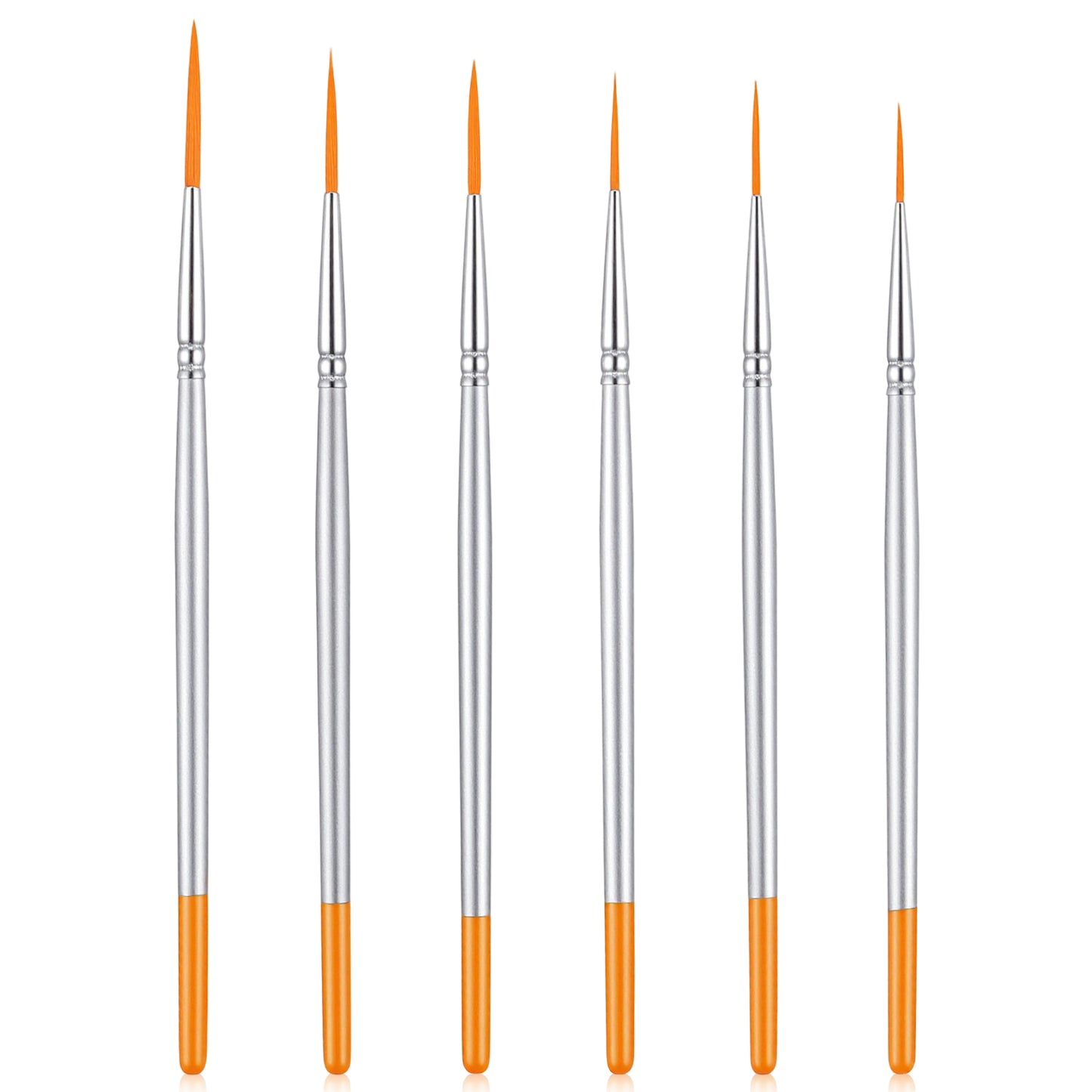 Wanmu 6 Pcs Script Liner Paintbrush, Highly Flexible Fine Point Tip Liner Brush, Extra Long Detail Paint Brush Miniature Pinstriping Scroll Outlining Brushes for Acrylic Watercolor Oil Gouache Nail
