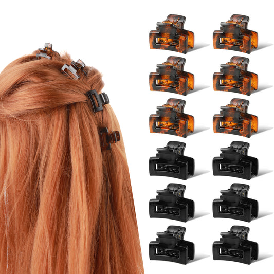 Sibba Hair Claw Clips 12 Pcs Square Hair Barrettes Small Rectangular Claw Matte Strong Hold Non-slip Jaw Clips Hair Accessories Matte Hair Pins Nonslip Acrylic Clip Women for Thick Thin Hair