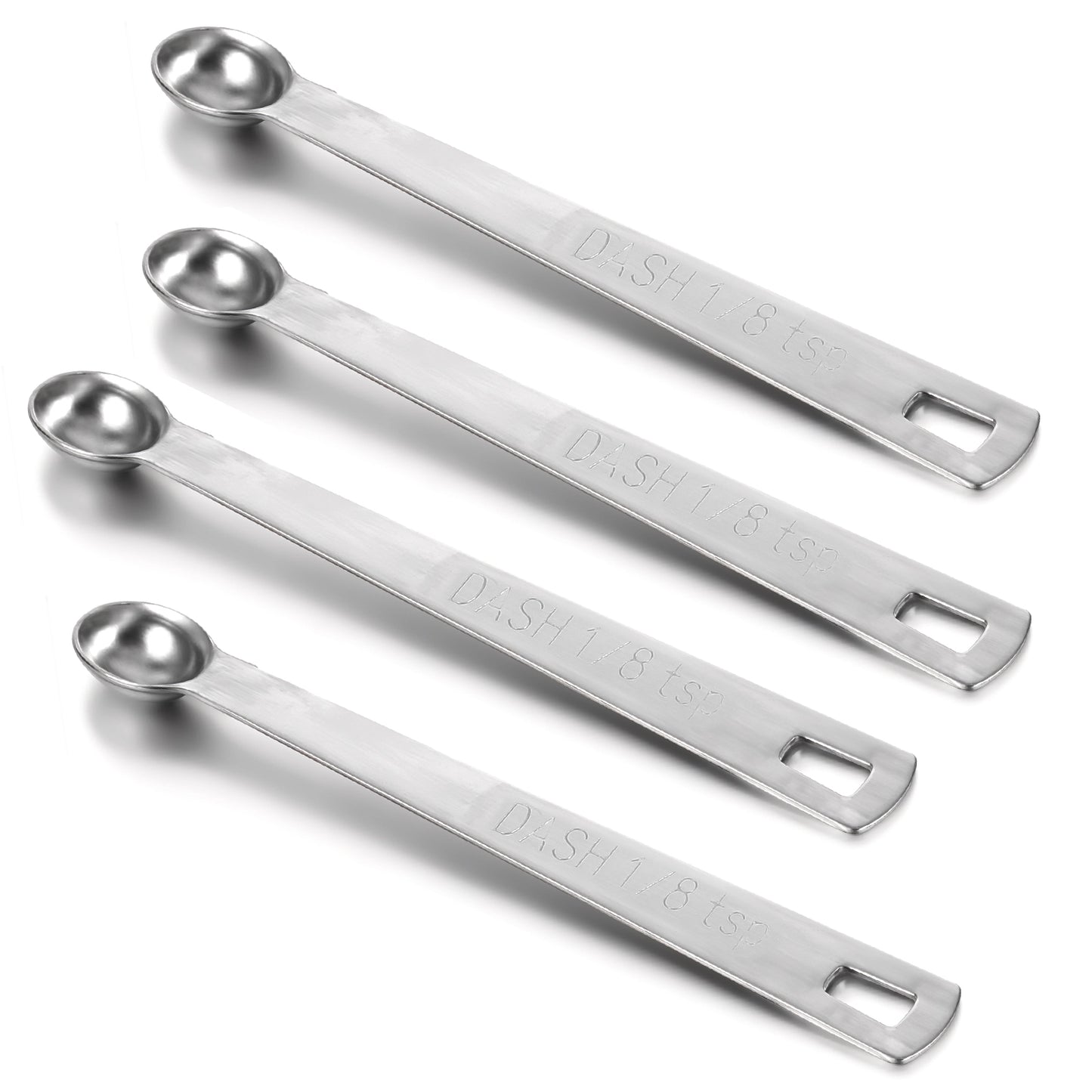 Sibba 1/8 Teaspoon 4Pcs Small Measuring Spoon Single Measuring Spoon Individual Tiny Scoop Long Handle Spoons Stainless Steel TSP (1/8 TSP | 0.63 mL | 0.63 cc | 1/64 oz) for Cooking Kitchen