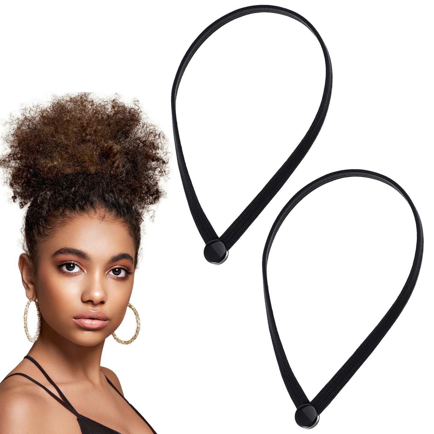 Sibba Hair Ties For Curly 10 PCS Ponytail Bands Large Sleep Scrunchie Satin Twist Cuff Hook Buckle Elastic Hairtie Styling String Soft Afro Stretchers Adjustable Styling Holder Thin Braid Headband