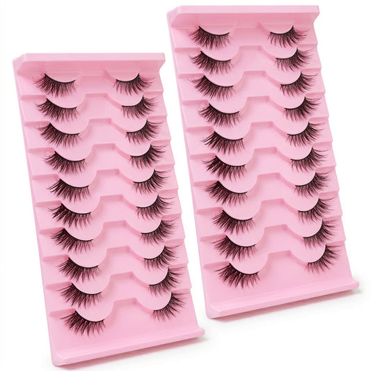 Sibba 20 Pairs Half Lashes Natural Half Eyelashes Wispy Cat Eye Lashes 3D Fluffy Faux Mink Lash 15MM False Eyelashes Look Like Corner End Lash Extensions Curly Soft Fake Eyelash