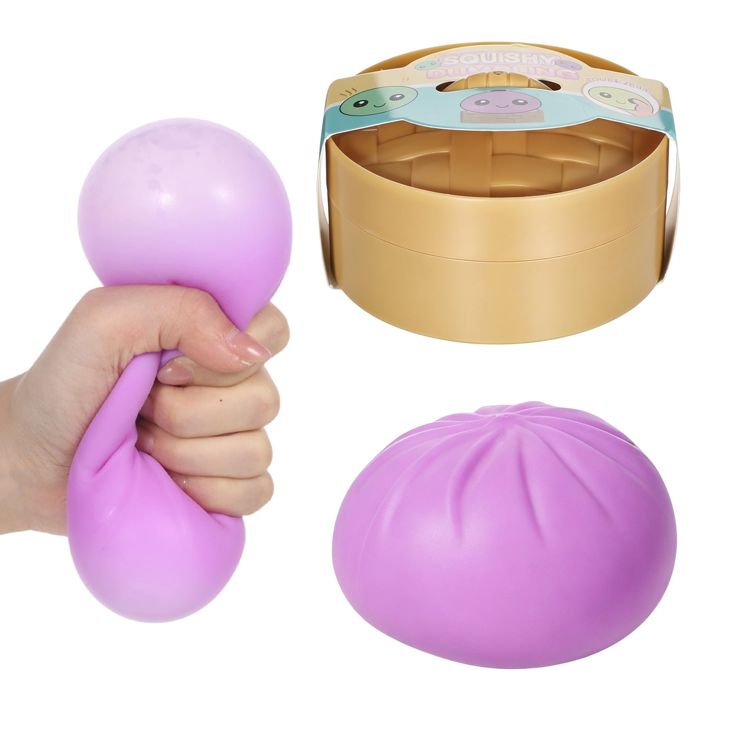 Hadnves Dumpling Squishy Toy Crazy Fun Squishy Squeeze Stress Balls Decompression Sensory Anxiety Relief Fidget Toys for Adults Boys Girls Easter Stocking Stuffers (Purple)