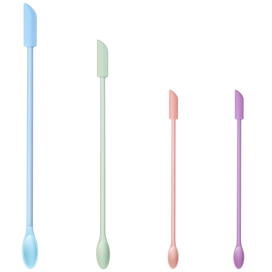 4Pcs Mini Spatula Makeup Spatula Silicone Jar Spatula Set Heat Resistant Kitchen Spatulas Small Makeup Scrapers for Cosmetics Reusable Beauty Tiny Tools Thin Jar Scraper for food Jam Spreader for Cake