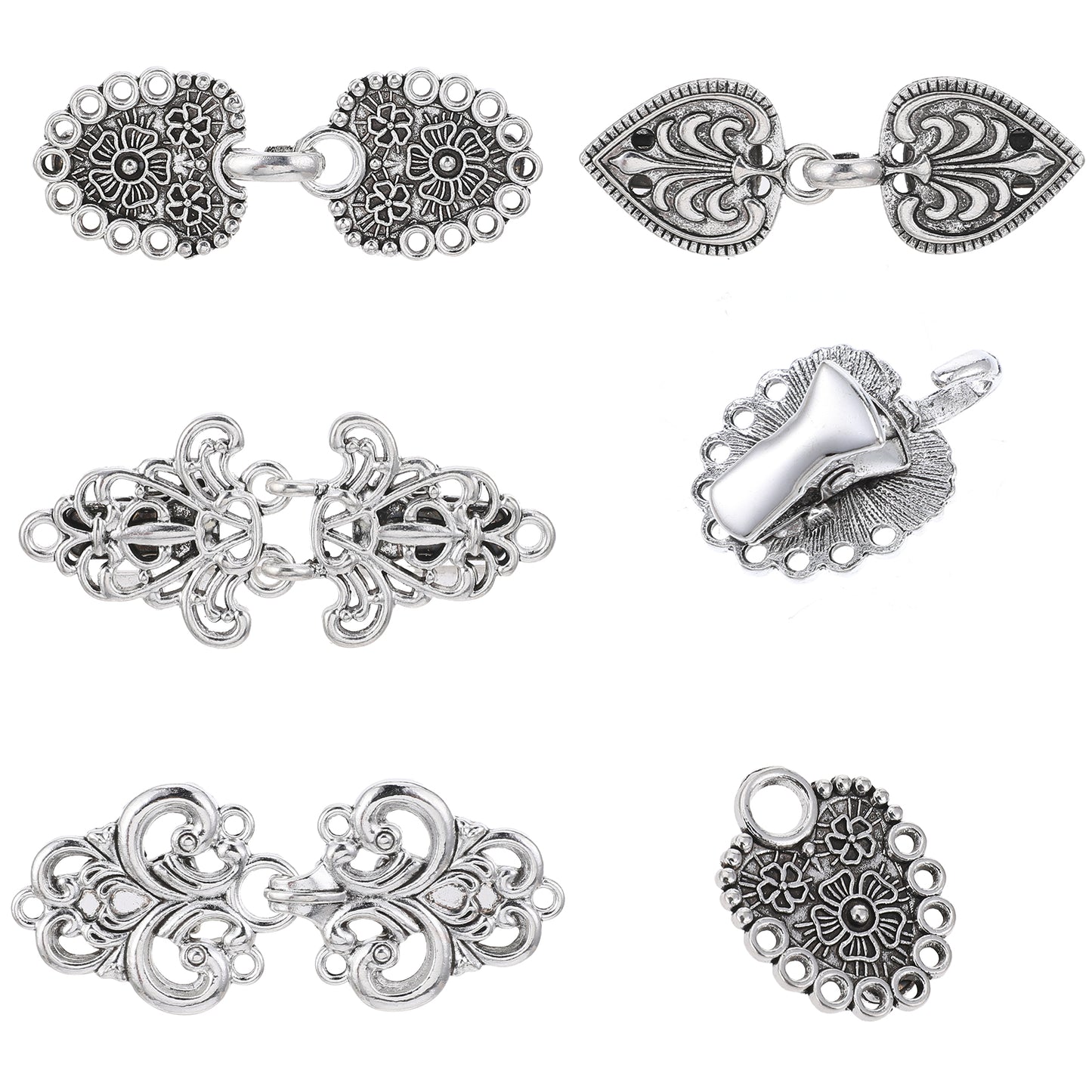 Sibba Vintage Sweater Swirl Clip 4PCS Shawl Cloak Clips Brooches Retro Cardigan Pins Shawl Collar Clasp Silver Cape Pin Portable Scarf Grip Dresses Hook for Shirt Women Closures
