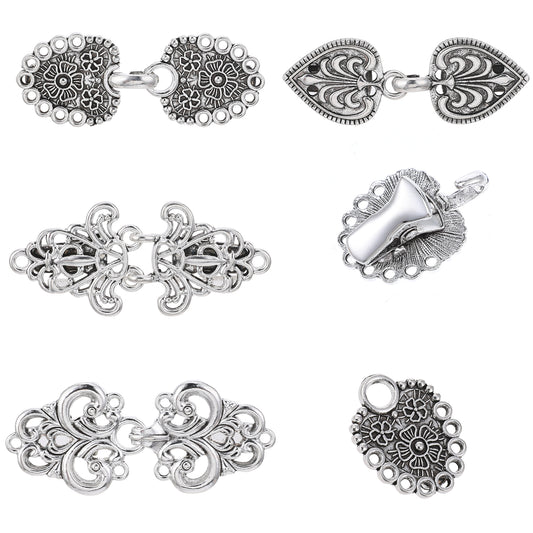 Sibba Vintage Sweater Swirl Clip 4PCS Shawl Cloak Clips Brooches Retro Cardigan Pins Shawl Collar Clasp Silver Cape Pin Portable Scarf Grip Dresses Hook for Shirt Women Closures
