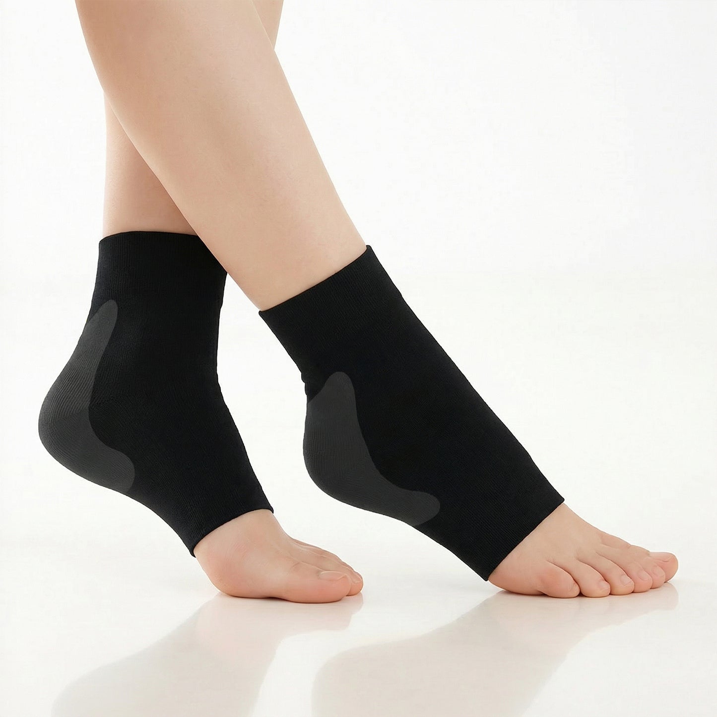 2 Pairs Achilles Tendon Sleeve Socks Black Ankle Brace Foot Support Sock Premium Padded Compression Gel Heels Cups Achilles Tendonitis Support Heel Protector for Women Men Cracked Heel Foot