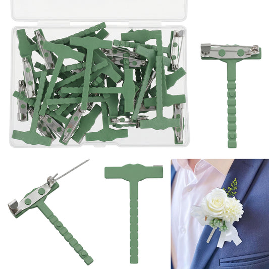 Sibba 25Pcs Boutonniere Pins for Men, T Pins Corsage Supplies Small Safety Pin Brooch, Practical Boutonniere Supplies for Bridegroom Wedding Festival Making a Corsage