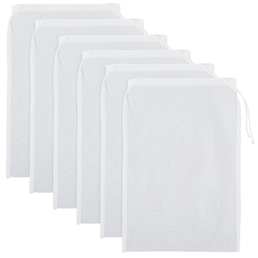 Wanmu 6 Pack Nut Milk Bag, 8 × 12 Inch Nylon Strainer Bags, Reusable Cheese Cloth Bags Fine Mesh Filter, Kitchen Tool for Straining Juice Coffee Yogurt Tea, Juice, Cold Brew (Nylon, 12×8 in)