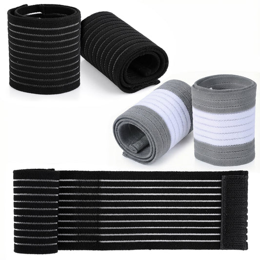 Sibba Elastic Wrist Support Wraps for Gym Strap Band Straps Brace Hand Bands Bandage Forearm Sport Compression Resting Splint Wristbands 4-Pack, Black/Grey
