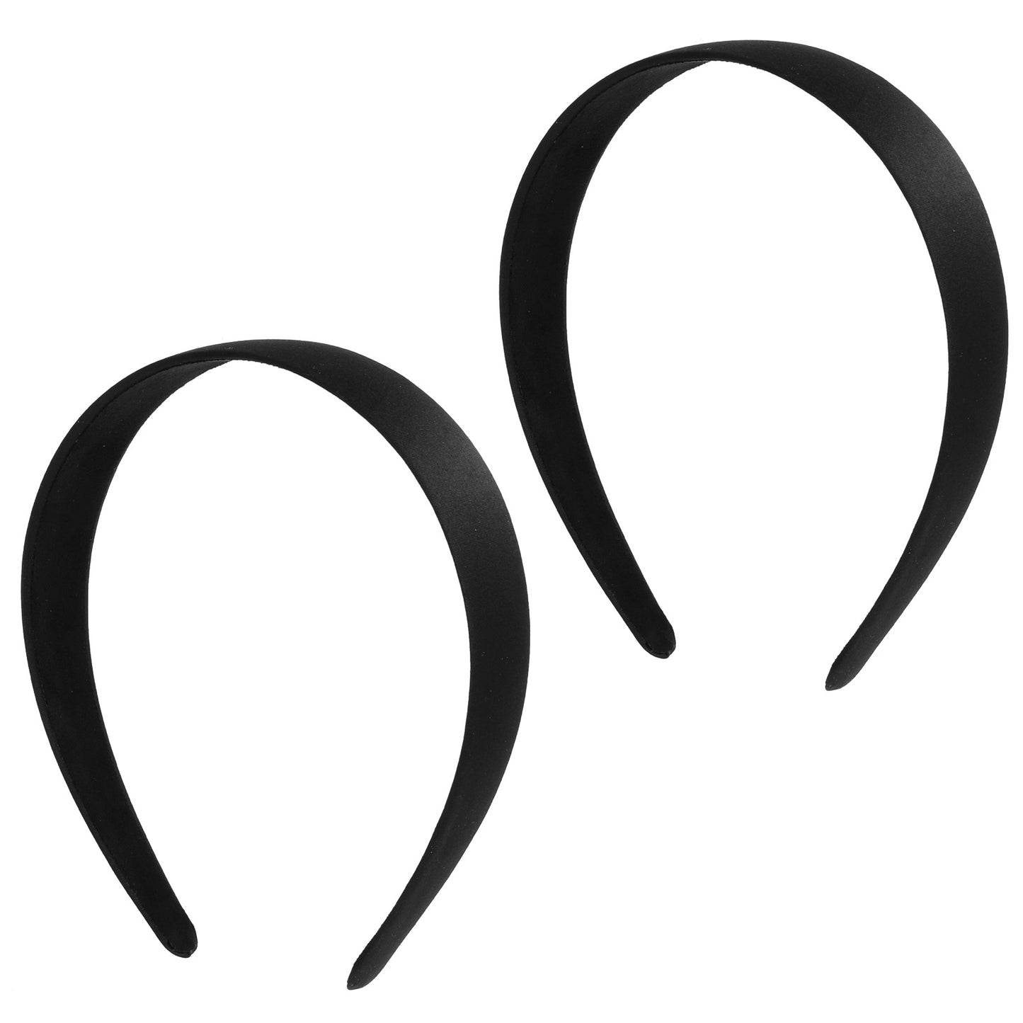2pcs Satin Headbands 1Inch Anti-slip Ribbon Hair Bands Plain Hard Headbands Black Hair Band Hoop Fashion Elastic Solid hair Accessories for Women Girl DIY Craft Cosplay Holiday Halloween Costume Gift