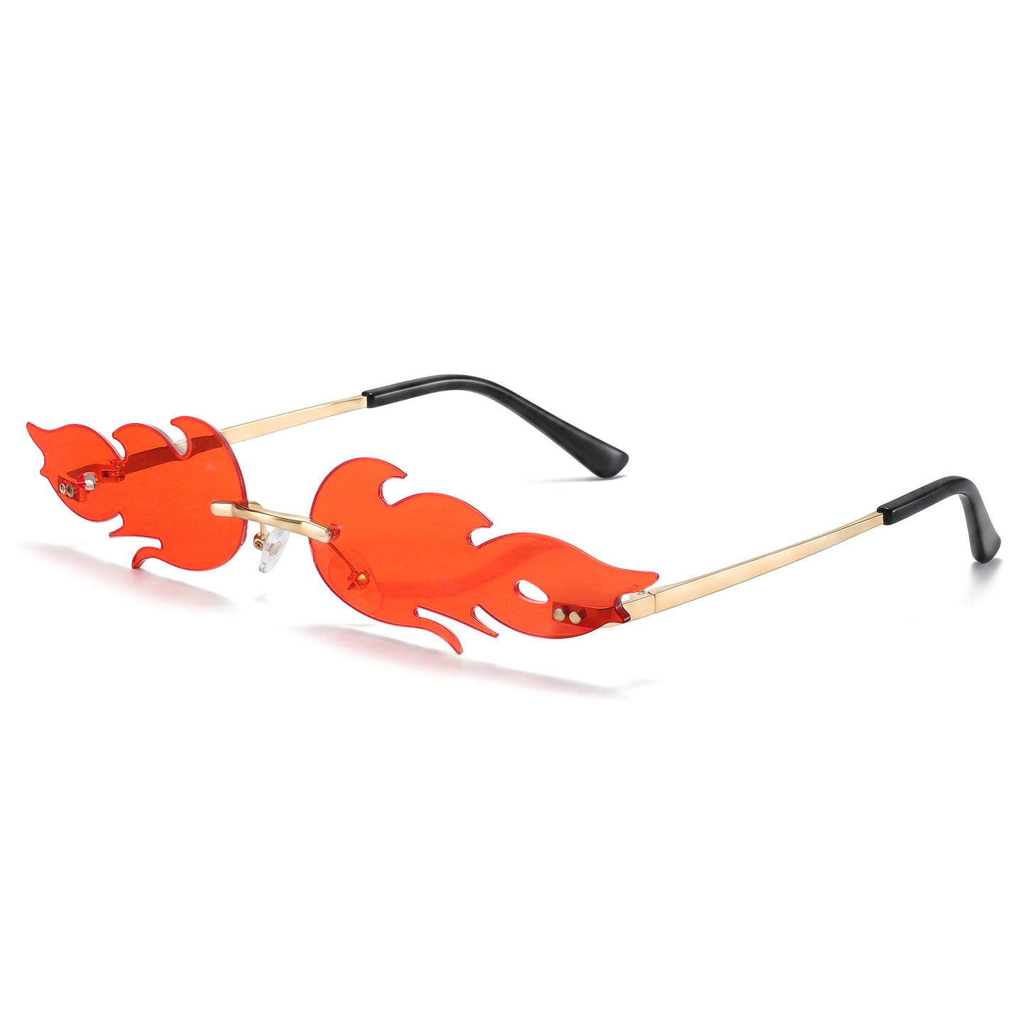 Heclia Fire Flame Sunglasses Fire Shape Glasses Halloween Rimless Glasses