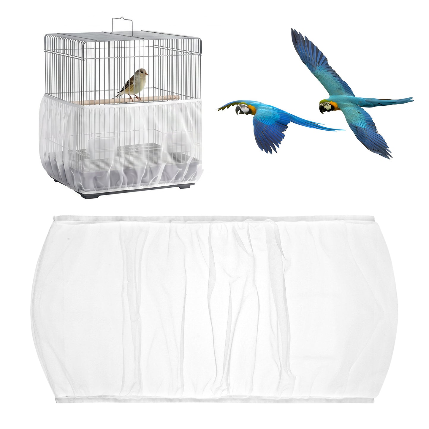 Heclia 2 Pack Bird Cage Seed Catcher Net Universal Bird Cage Skirt Cover