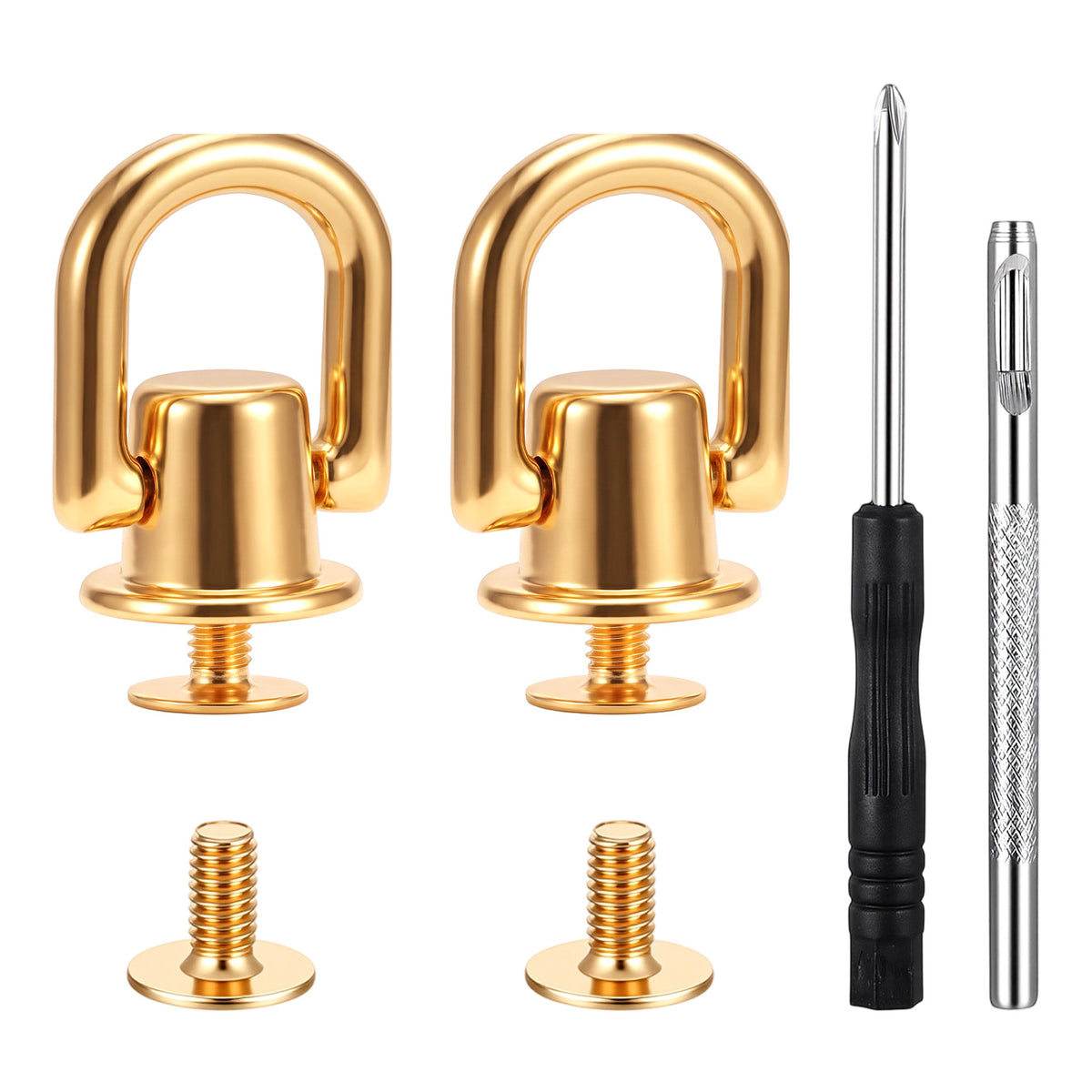 Gsbnjuy 6 Pack D Rings for Purse Gold Stud Screw D Ring Rivets