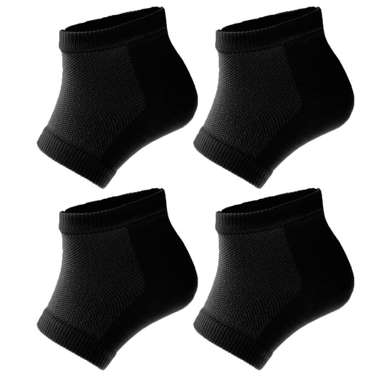 Sibba 2 Pairs Moisturizing Gel Heel Socks Cracked Heel Gel Lined Infused Toeless Spa Socks for Women Moisture Soft Cotton Silicone Ventilate Heels Sleeves Open Toe Foot Care Treatment Overnight(Black)