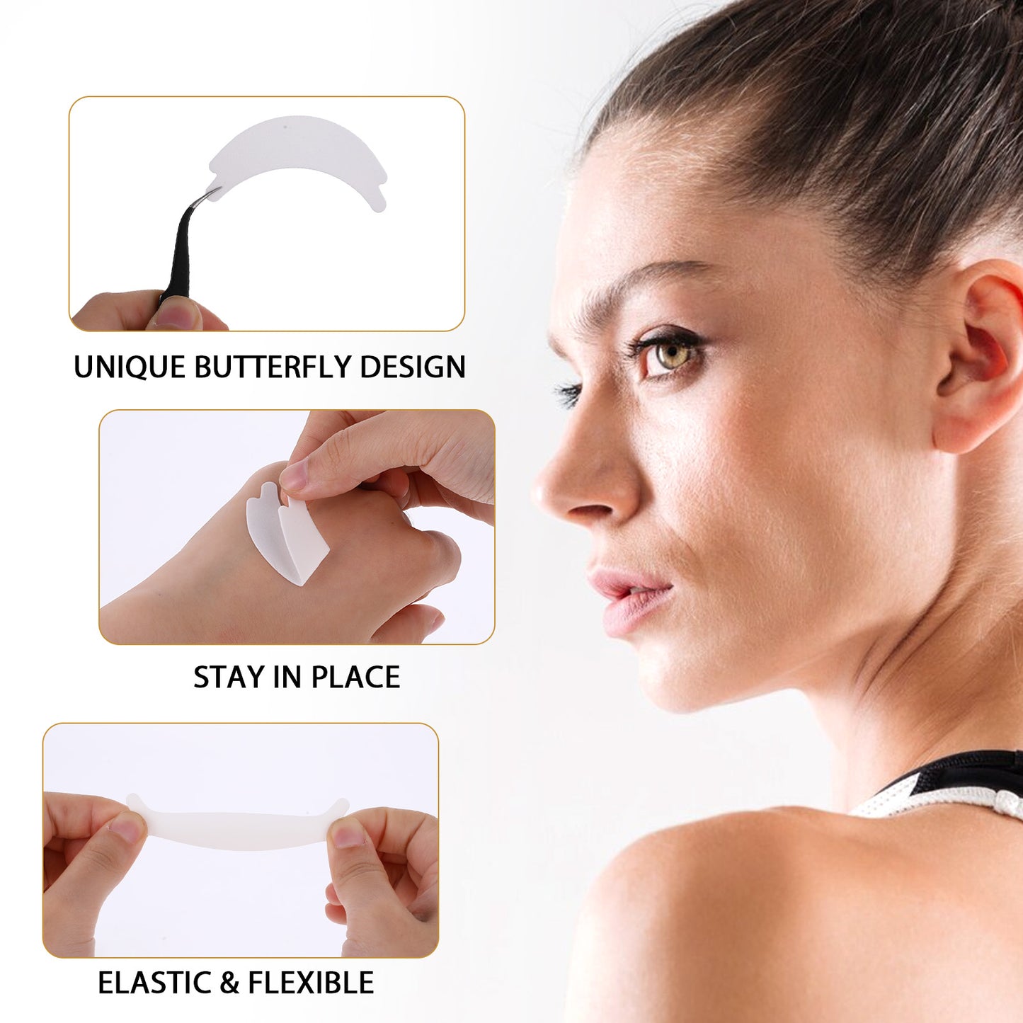 Dimeho 160 Pcs Foam Eye Pads for Lash Extensions No Slip Sticky Under Eye Pads Waterproof Pre Cut Eyelash Tape Lash Tech Supplies For Most Eye Shape