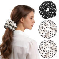 Sibba 3 Pcs Large Satin Hair Scrunchies, Oversize Scrunchies Dot Vintage Chic Scrunchie 7 Inches Soft Jumbo Hair Ties for Women Girls Gifts