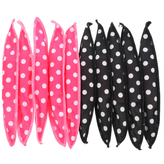 Wanmu 10pcs Soft Curlers to Sleep in Overnight Heatless Sponge Satin Hair Rollers No Heat Pillow Curlers Rollers for Short/Long Hair Styling Tools (Black, Rose Red)