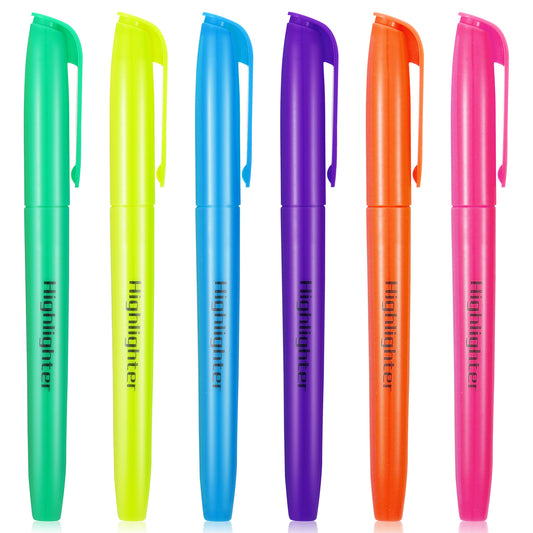 Sibba Brite Liner Highlighters 6 PCS Highlighters in Assorted Colors No Bleed Quick-Dry Highlighter Bright With Soft Chisel Tip for Office School Bible Study Marker Pens for Note Taking Journaling Art