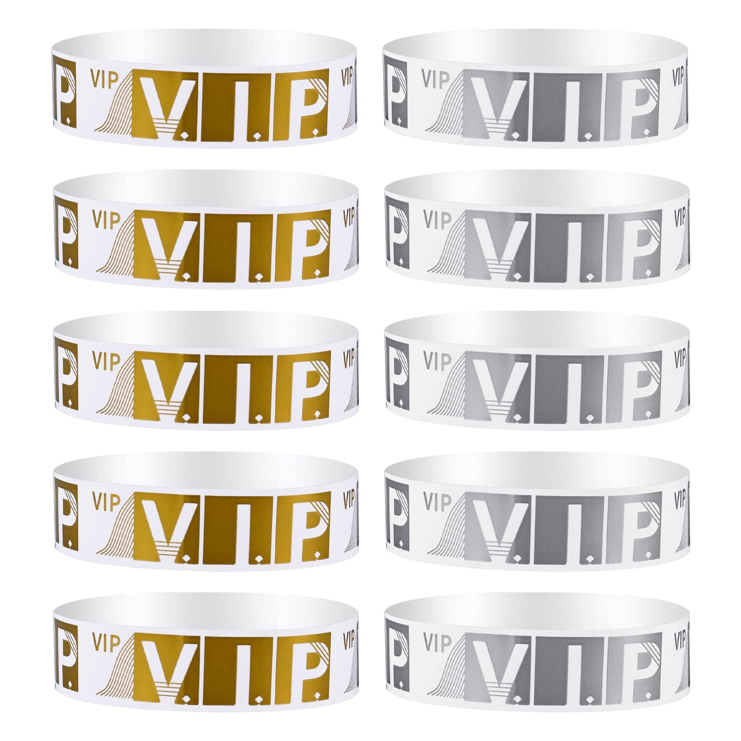 Sibba 200 Count Wrist Bands Wristband Badges Waterproof Paper Bracelets Coloreds Admission Festivals Party Events Arm Hand Labels Holder Indexes Stamps Strap Office School Supplies(Golden/Silver)