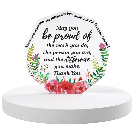 COMNICO Thank You Gift for Women Coworker Inspirational Gifts Acrylic Office Decorations Farewell Gift for Best Friends Nurse Leader Teacher Boss Appreciation Present