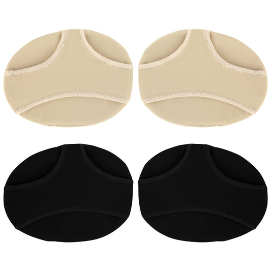 Sibba 2 Pairs Metatarsal Fabric Pads Forefoot Shoe Pads Metatarsal Sleeve for Metatarsalgia Pain Bunion Soft Midfoot Cushioning Callus Blisters Relief Treatment Pad Men and Women (Black Skin Tone)