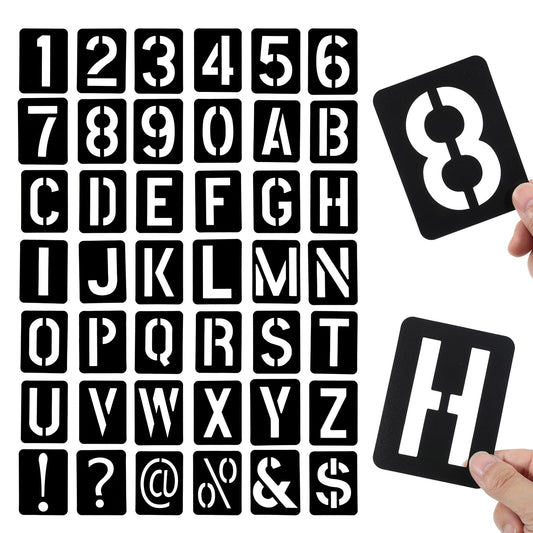 Dimeho 42Pcs Letter Stencils Symbol Numbers Craft Stencil Reusable Alphabet Painting Templates Interlocking Stencil Kit for Drawing on Wall, Wood, Fabric, Signage, DIY Art Projects(3 Inches