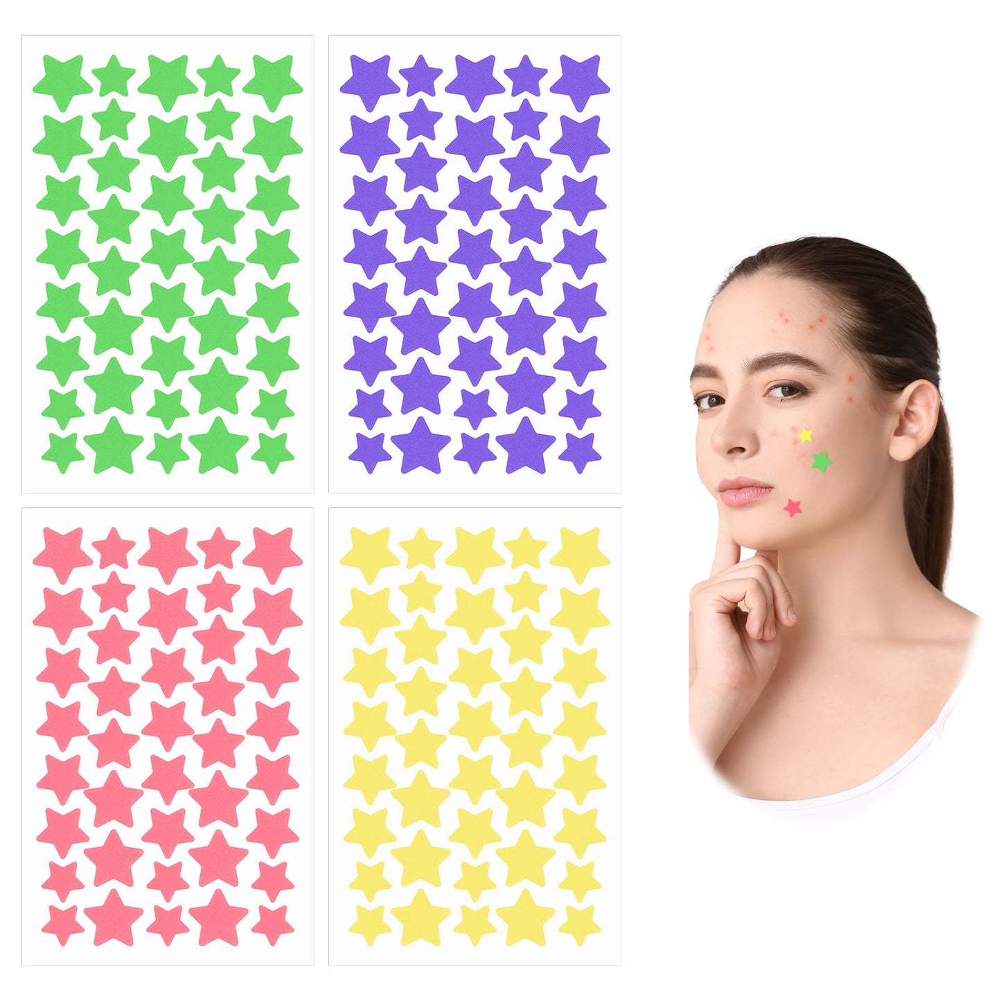 Sibba Face Pimple Patches Cute Star Zit Covers 160 Pcs Sticky Spot Stickers Hydrocolloid Pad Covering Pore Cleaning Strips Peel Invisible Spot Absorbing Zit Patch for Women Men