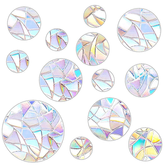 39Pcs Circle Window Clings Reusable Rainbow Stickers Anti-Collision Window Decals Non Adhesive Prismatic Window Clings for Door Glass Windows Save Birds from Window Collisions