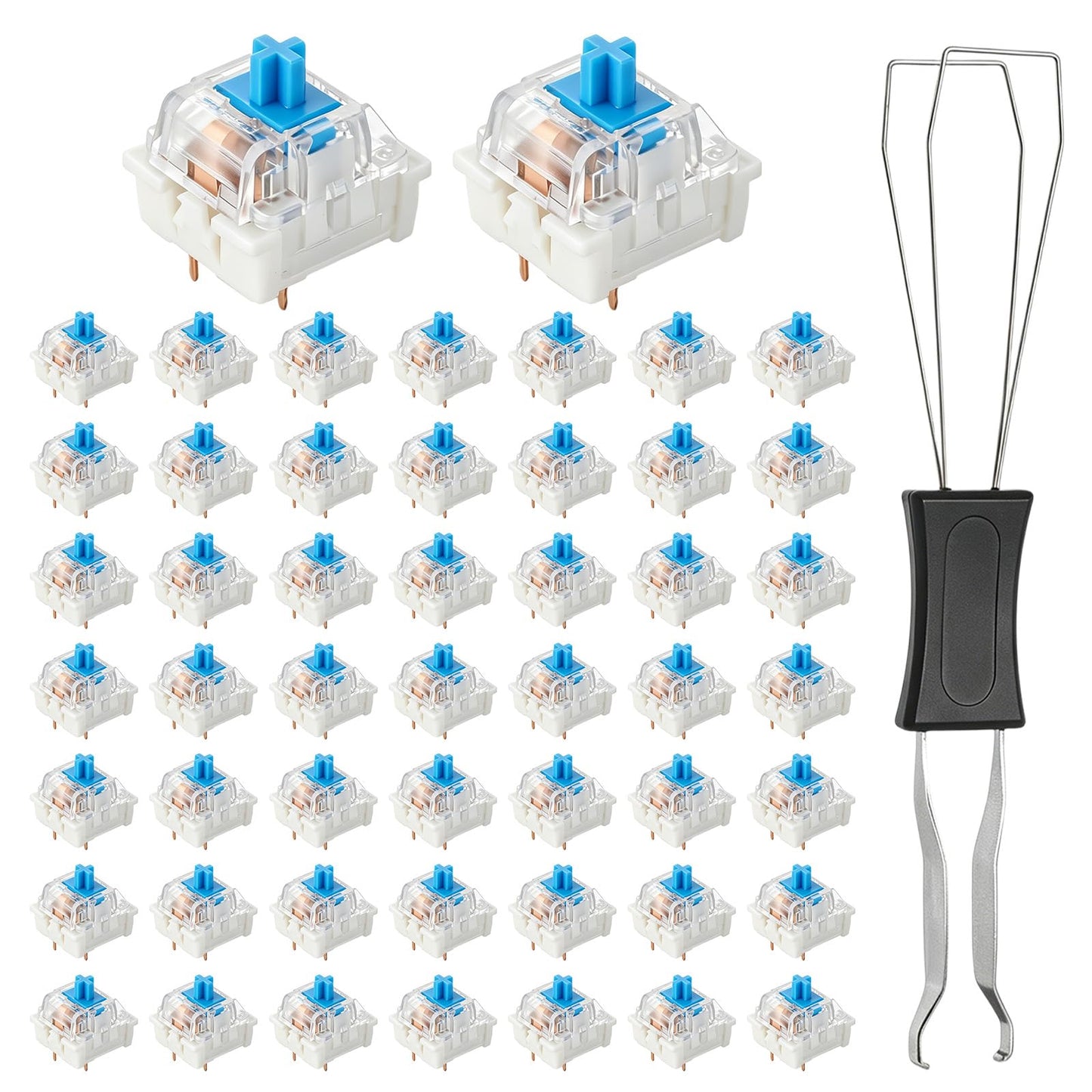 YUXIANLB 50 clear blue axis relays, 3 pliers reliable for dusty keys and a mechanical keyboard for the PC device