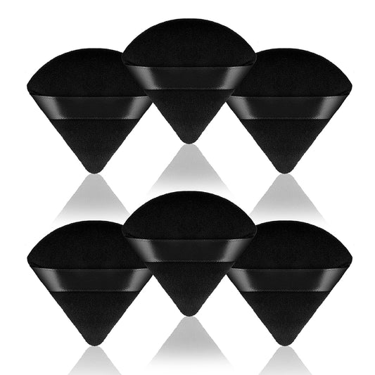 Sibba 6 Pieces Triangle Powder Puffs Face Cosmetic Powder Puff Washable Reusable Soft Plush Powder Sponge Makeup Foundation Sponge for Face Body Loose Powder Wet Dry Makeup Tool