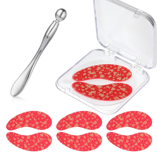 Dimeho 3 Pairs Reusable Under Eye Patches Silicone Mask Minimize Lines Plump Wrinkles Reusable Eye Pad with Metal Eye Cream Applicator for Puffy Eyes Dark Circles Beauty Eyecare Christmas