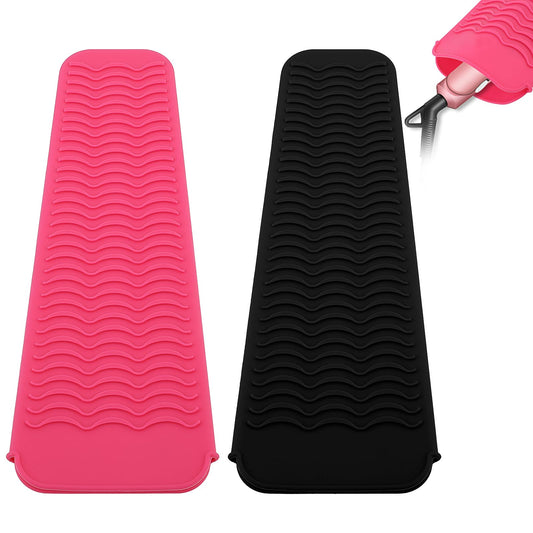 COMNICO 2 Pcs Silicone Heat Resistant Mat Pouch Resistant Styling Station Mat Travel Mat Cover Salon Hot Hair Tools for Hair Straightener, Curling Iron, Flat Iron, Appliances Hair Dryer