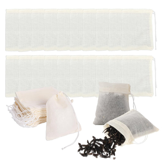Sibba 20PCS Muslin Cloth Bags, Natural Unbleached Strainer Filter Cheese Bags, Reusable Empty Coffee Tea Bags, Soup Gravy Broth Stew Bags, Bone Broth Brew Bags, Spice Bags, 4.7× 7.4 inches