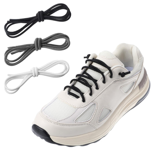 COMNICO 3 Pairs Elastic Shoe Laces for Kids and Adults, Tieless Replacement Shoelaces No Tie Stretchy Oval Shoe Strings for Bungee Running Training Running Shoes Sneakers, 1/10" (2.5mm)