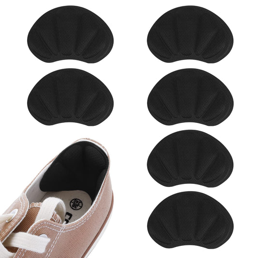 Sibba 3 Pairs Heel Grips with Strong Sticky Backing, Shoes Pads Sticker Heel Cushion Pads Shoe Liner Inserts for Loose Shoes Anti Blister Comfort Insole Heel Protectors (Black)