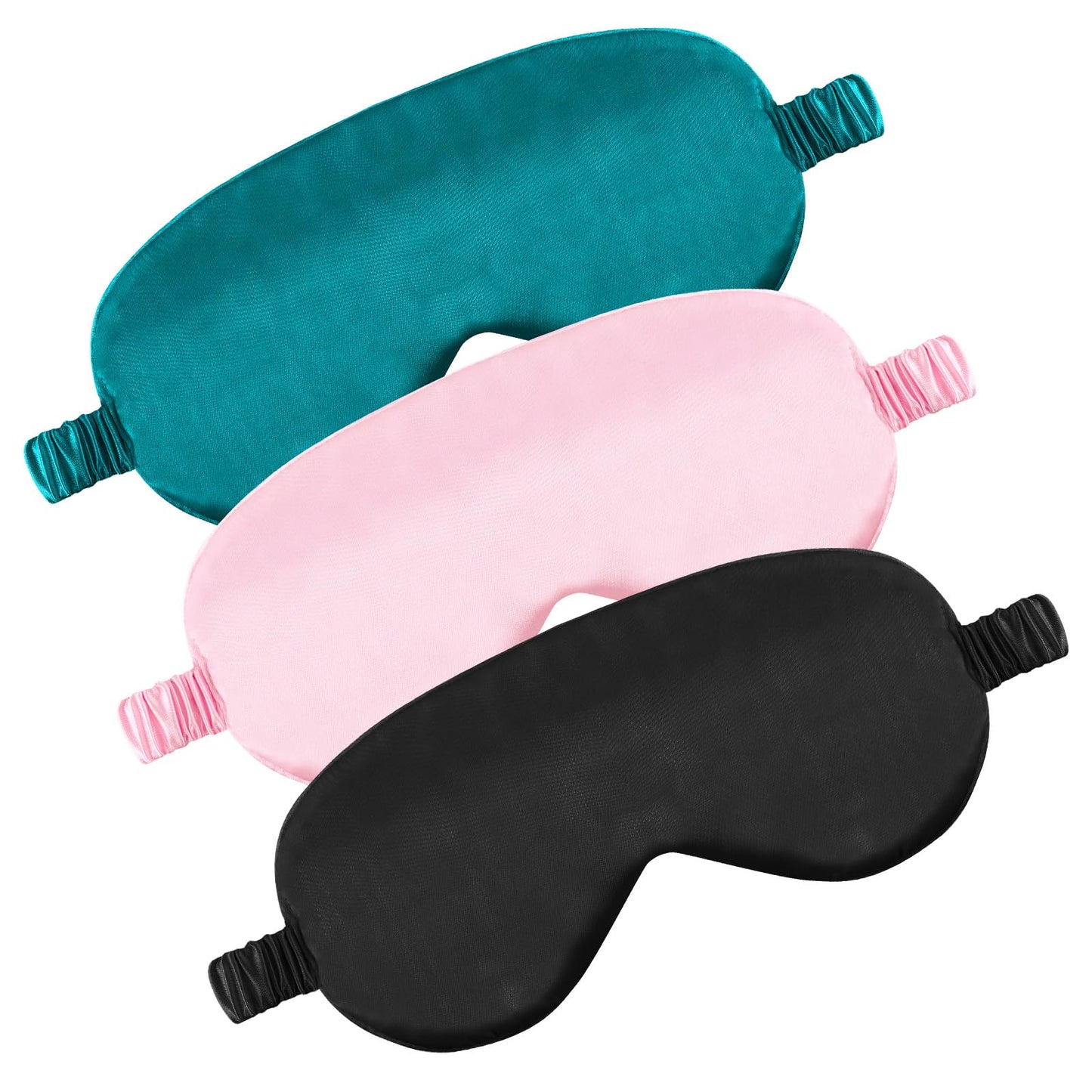 Dimeho 3 Pcs Silky Sleep Mask Soft Breathable Satin Blackout Eye Mask for Men Women Eye Cover for Sleeping Travel Eyeshade with Adjustable Straps Nap Shading Blindfold No Pressure