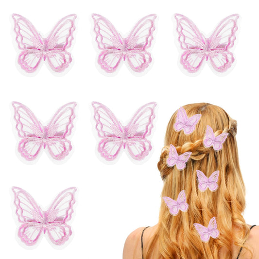 Sibba 6 pcs Butterfly Hair Clips for Girls Women, Toddler Butterfly Small Tiny Hair Clips Lace Embroidery Hair Bow Pins Barrette Moving Wedding Hair Accessories For Halloween Party Decor