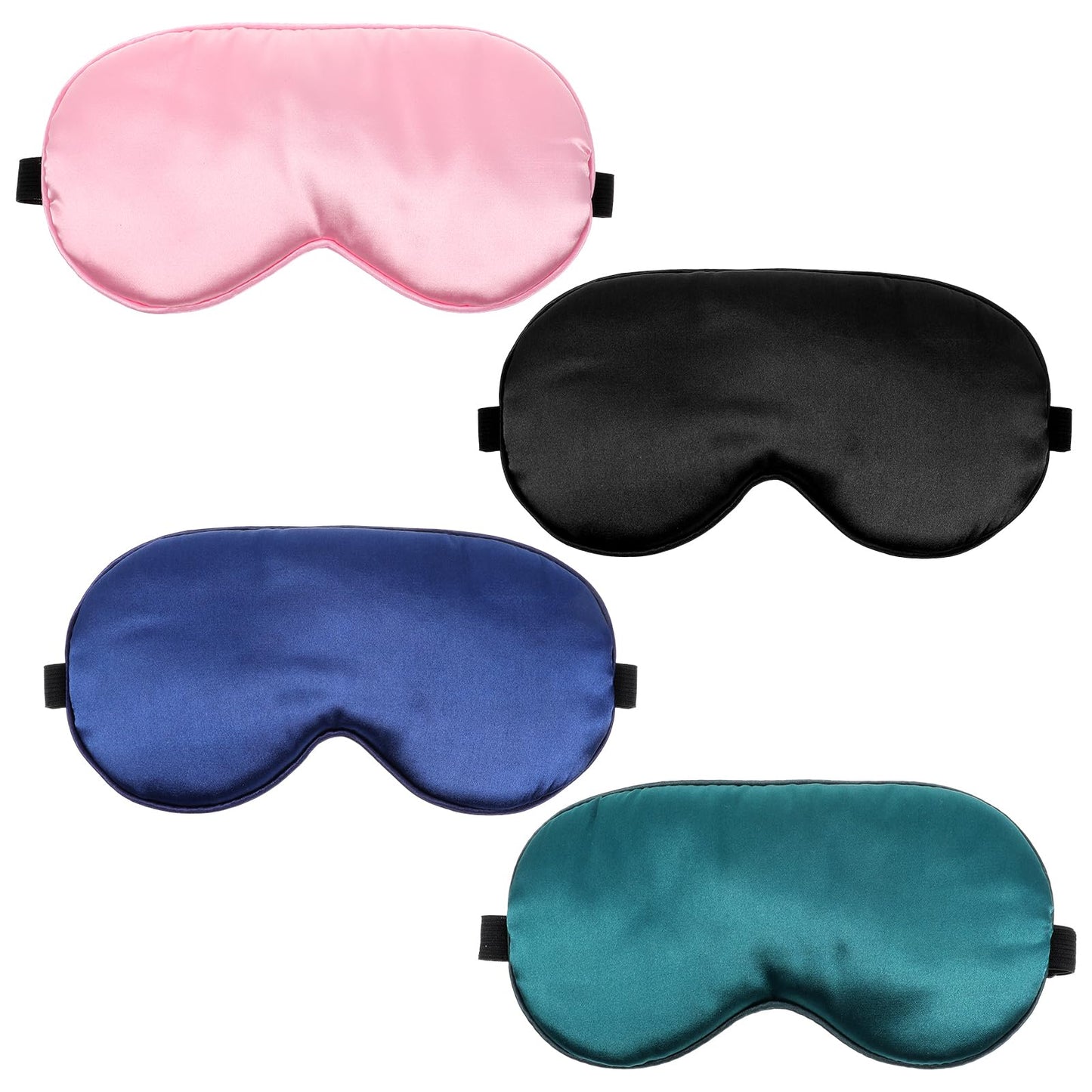 4 Pcs Silk Sleep Mask Soft Eye Mask with Adjustable Strap Satin Blackout Blindfold Comfortable Eye Shade Cover Deep Rest Night Eyeshade for Men Women Travel Nap Meditation Team Building Party