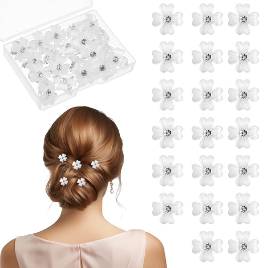20 Pcs Mini Hair Claw Clips for Women Girls, 0.6 Inch Flower Barrettes Non Slip Jaw Clips Mini Flower Hair Pins Sweet Artificial Bangs Clip Multifunction Clamp - White