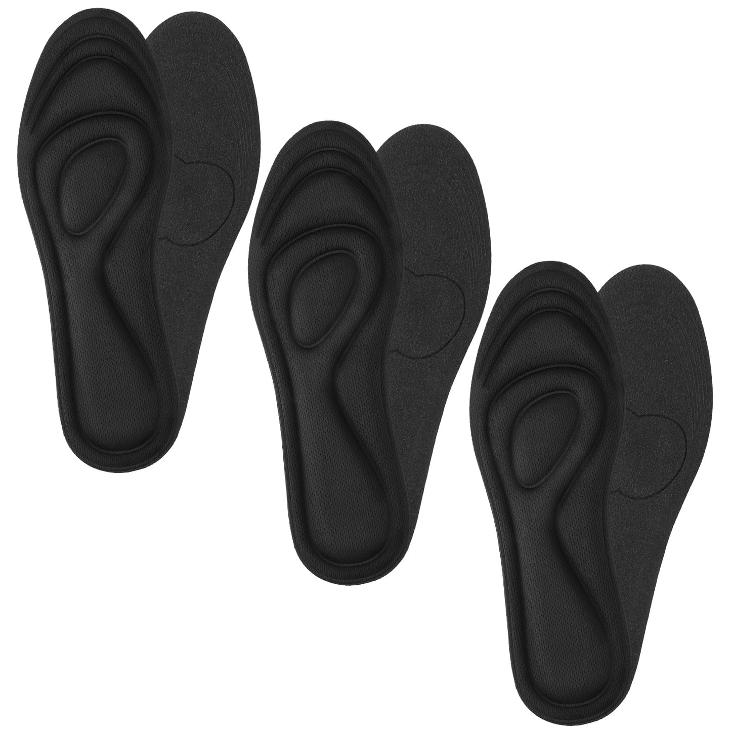 Sibba Replacement Shoe Inserts 3 Pairs Memory Foam Insoles Non Slip Shoes Pads Anti Slip Shoe Grips Breathable Sole Protectors Shock Absorbing Sports Insole Fit Sneakers High Heel (Black)