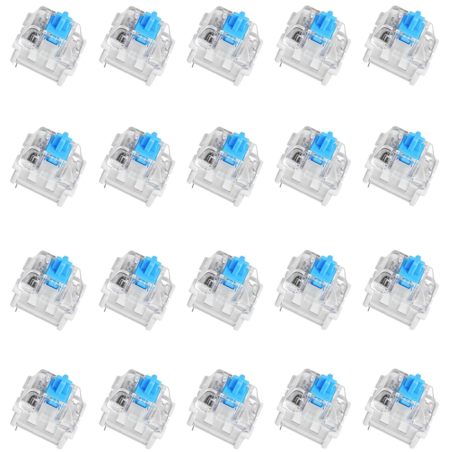 FNANJWQ 20 Pcs Blue Mechanical Keyboard Switches, 3 Pin Switch Replacement Clicky Key Switches, Dustproof Keyboards Accessories for Mechanical Gaming Keyboard